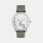 Iconic Men Quartz Silver Dial Analog Leather Watch UWUCG2002