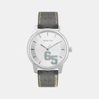 Iconic Men Quartz Silver Dial Analog Leather Watch UWUCG2002