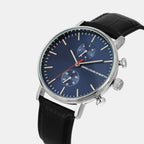 Signature Men Quartz Blue Dial Multi-Function Leather Watch UWUCG2200