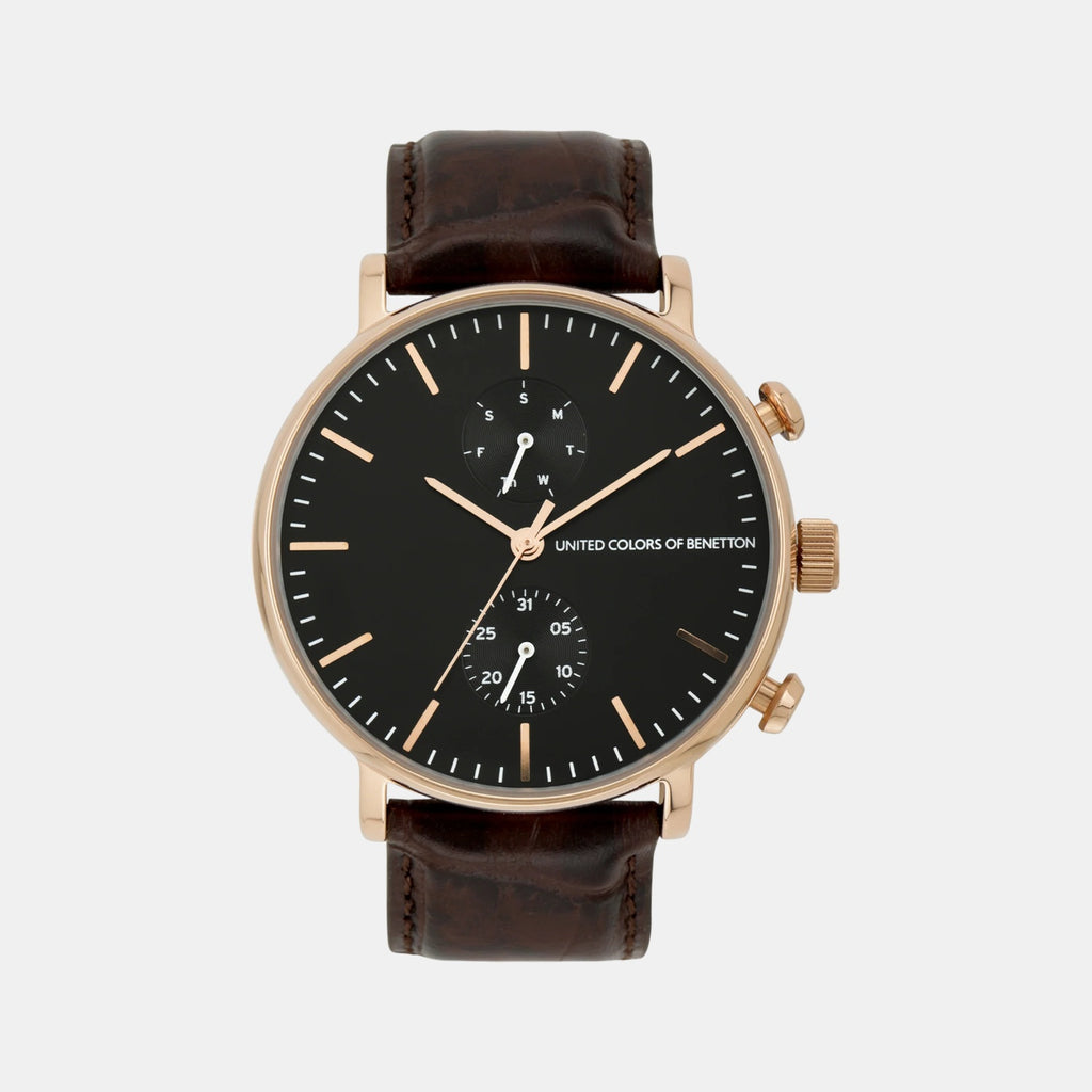 Signature Men Quartz Black Dial Multi-Function Leather Watch UWUCG2201