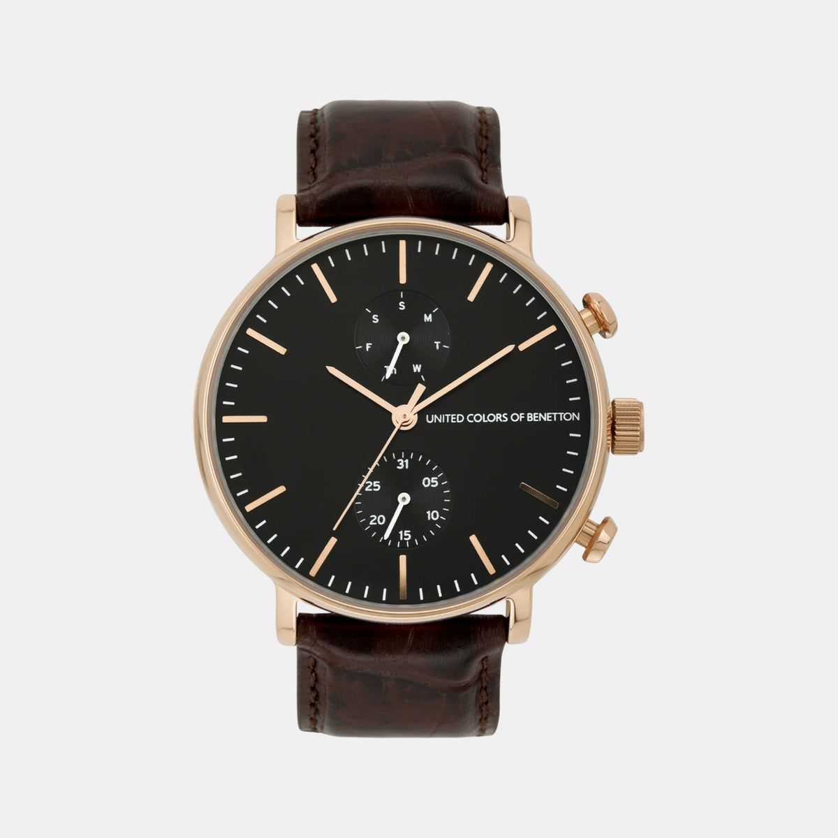Signature Men Quartz Black Dial Multi-Function Leather Watch UWUCG2201