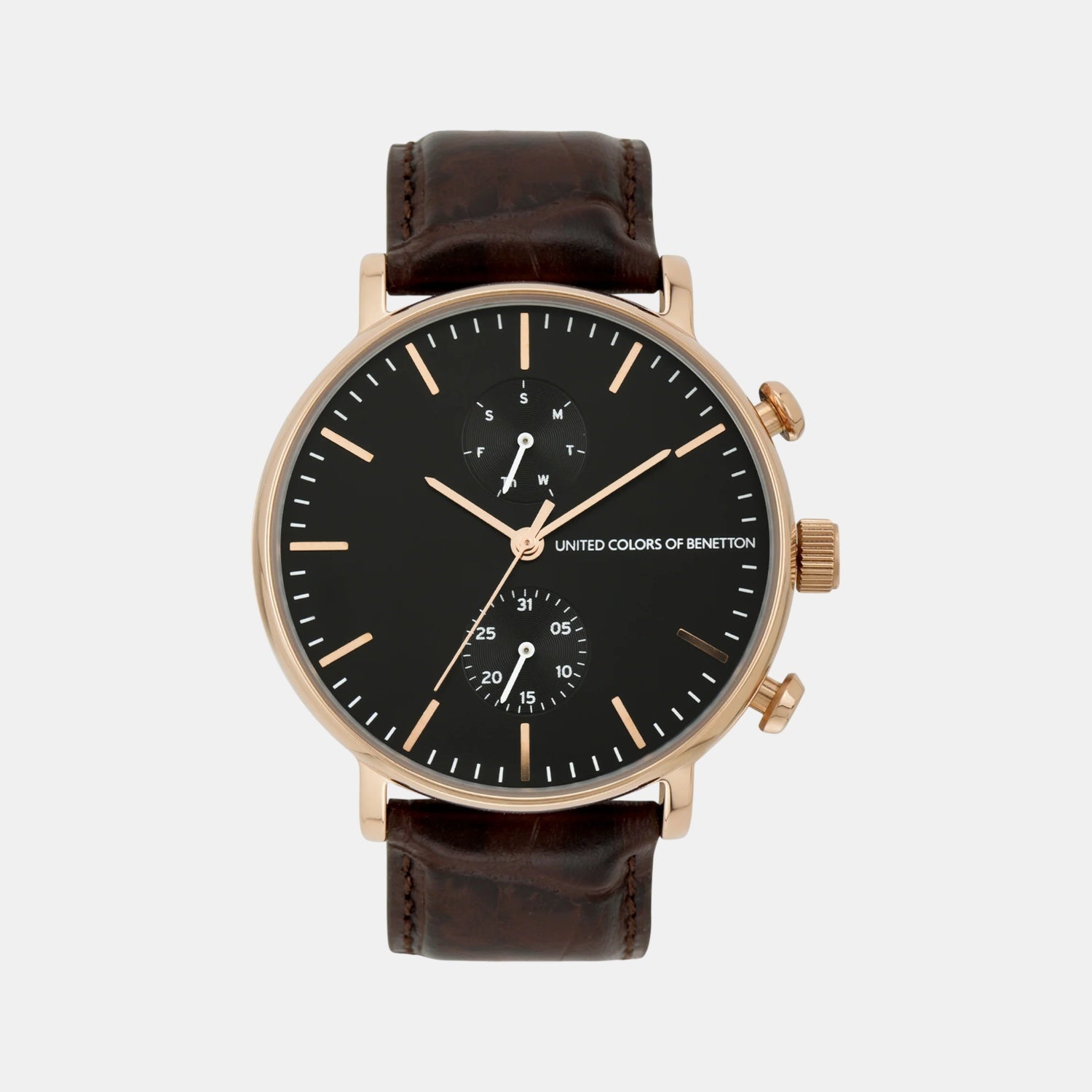 Signature Men Quartz Black Dial Multi-Function Leather Watch UWUCG2201