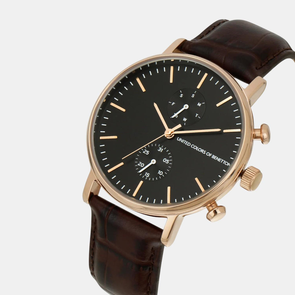 Signature Men Quartz Black Dial Multi-Function Leather Watch UWUCG2201