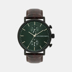 Signature Men Quartz Green Dial Multi-Function Leather Watch UWUCG2202