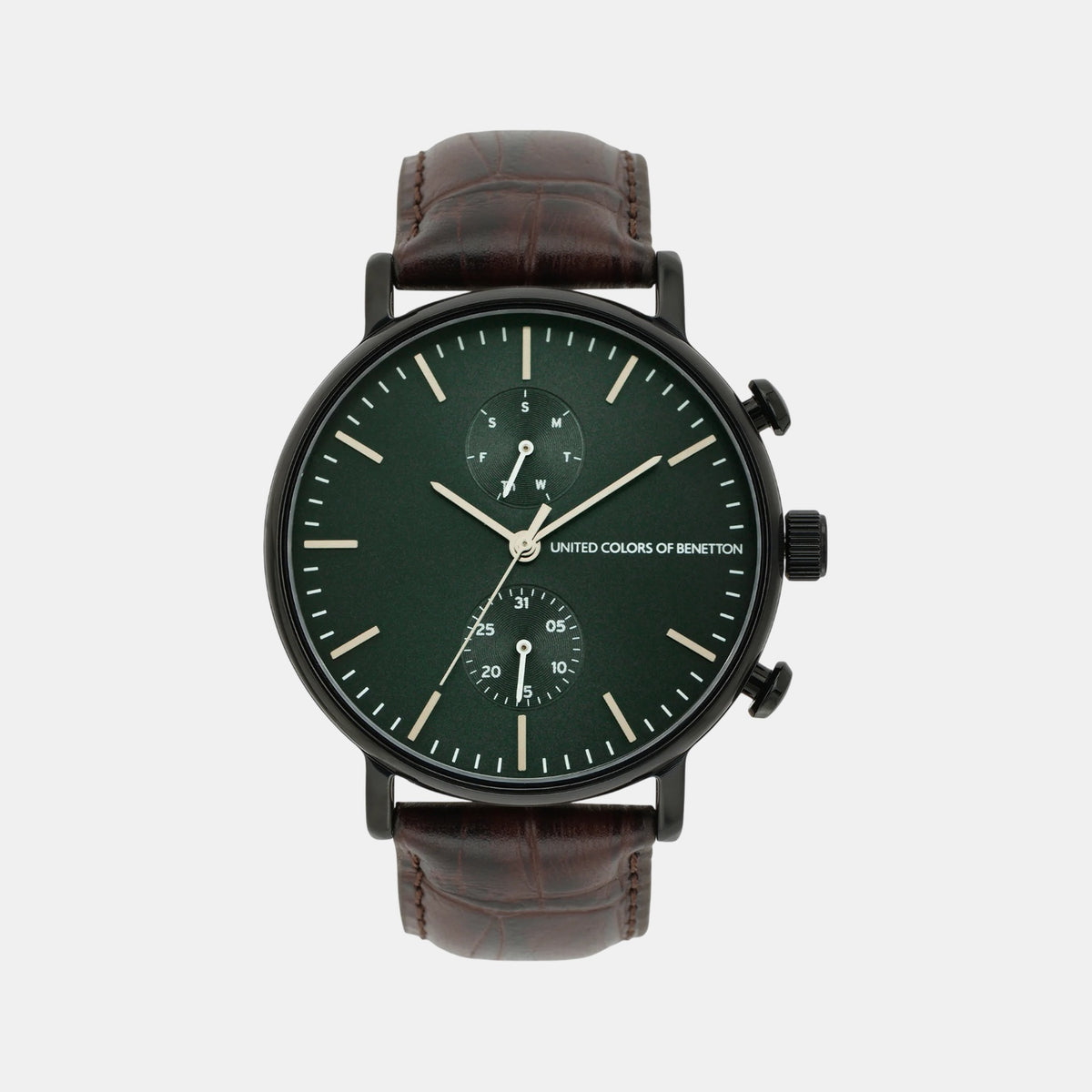 Signature Men Quartz Green Dial Multi-Function Leather Watch UWUCG2202