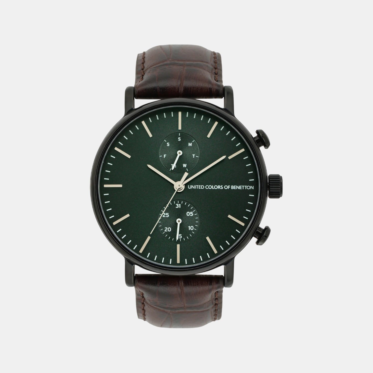 Signature Men Quartz Green Dial Multi-Function Leather Watch UWUCG2202