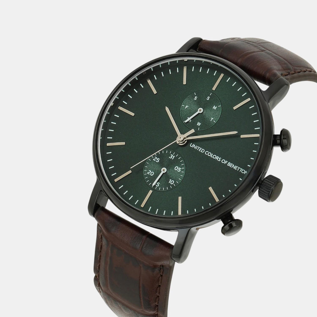 Signature Men Quartz Green Dial Multi-Function Leather Watch UWUCG2202