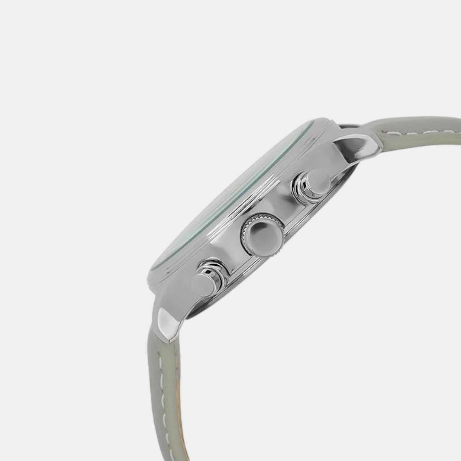 Signature Men Quartz Silver Dial Multi-Function Leather Watch UWUCG2400