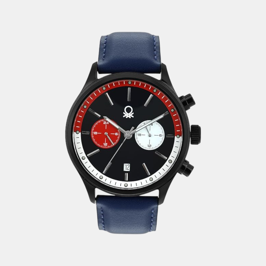 Signature Men Quartz Blue Dial Multi-Function Leather Watch UWUCG2402