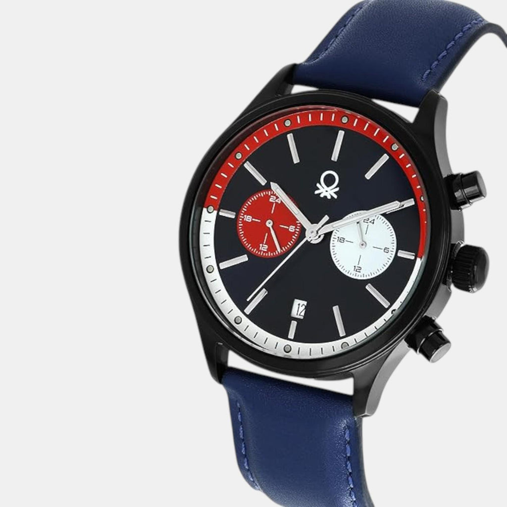 Signature Men Quartz Blue Dial Multi-Function Leather Watch UWUCG2402