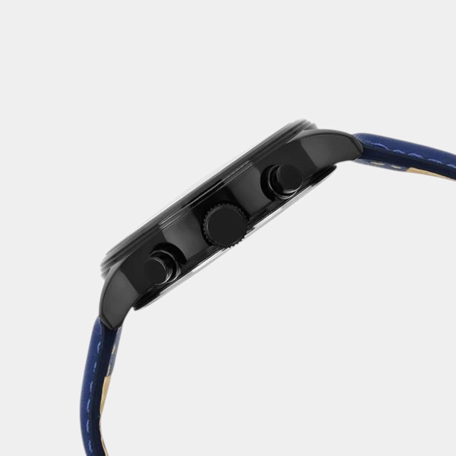 Signature Men Quartz Blue Dial Multi-Function Leather Watch UWUCG2402