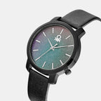 Iconic Women Quartz Black & Green Dial Analog Leather Watch UWUCL0708