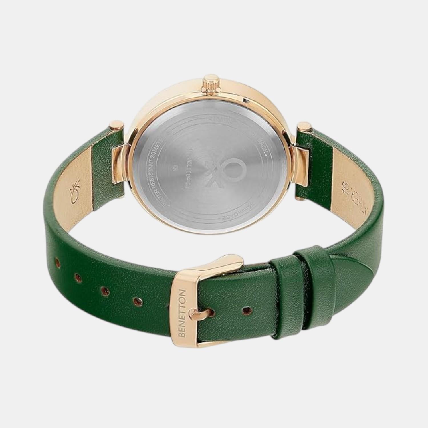Signature Women Quartz Green Dial Multi-Function Leather Watch UWUCL1004