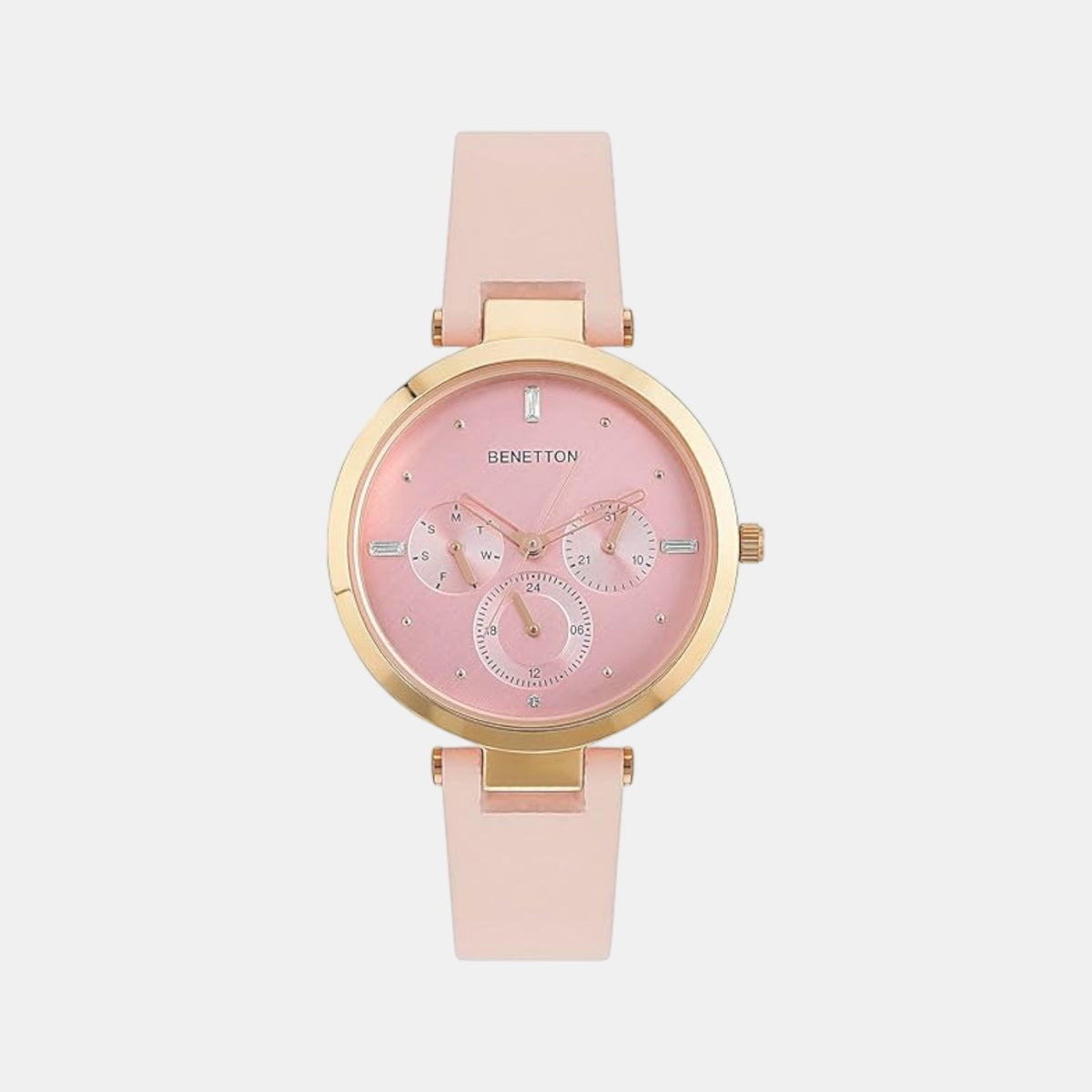 Signature Women Quartz Pink Dial Multi-Function Leather Watch UWUCL1005