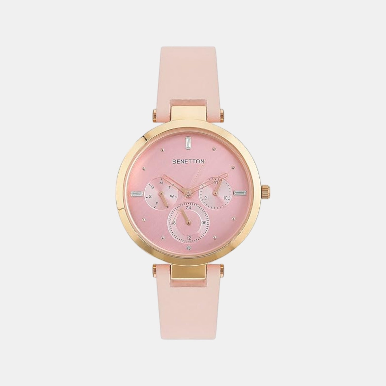 Signature Women Quartz Pink Dial Multi-Function Leather Watch UWUCL1005