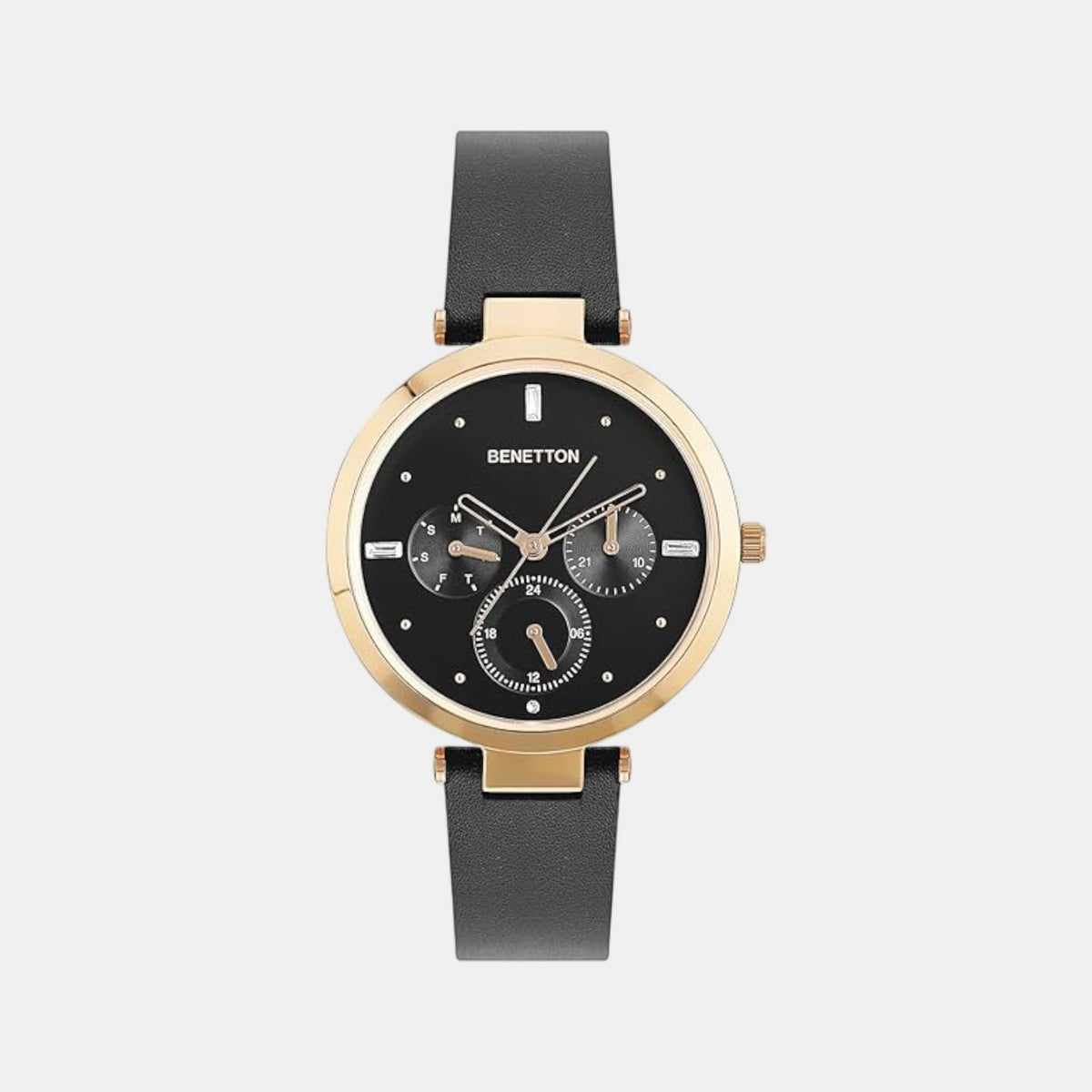 Signature Women Quartz Black Dial Multi-Function Leather Watch UWUCL1006