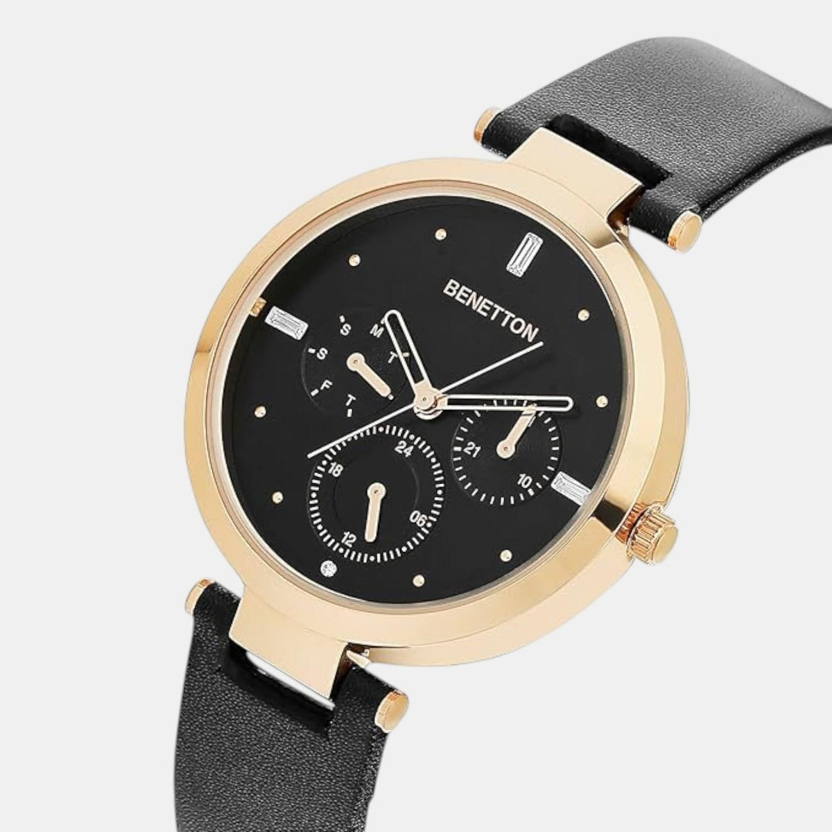 Signature Women Quartz Black Dial Multi-Function Leather Watch UWUCL1006