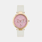 Signature Women Quartz Pink Dial Multi-Function Leather Watch UWUCL1007
