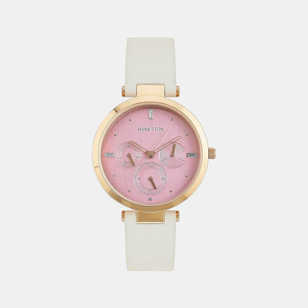 Signature Women Quartz Pink Dial Multi-Function Leather Watch UWUCL1007