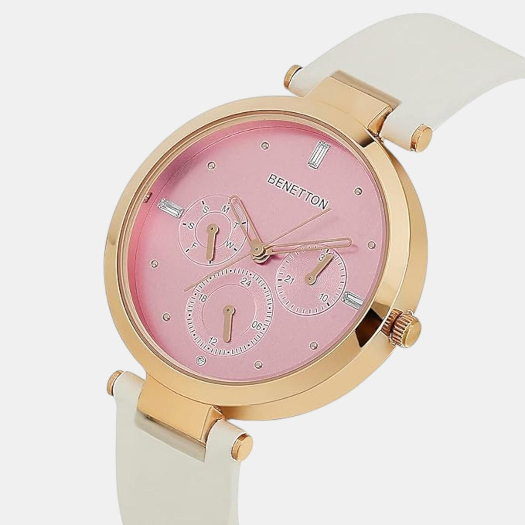Signature Women Quartz Pink Dial Multi-Function Leather Watch UWUCL1007