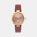 Signature Women Quartz Rose Gold Dial Multi-Function Leather Watch UWUCL1008