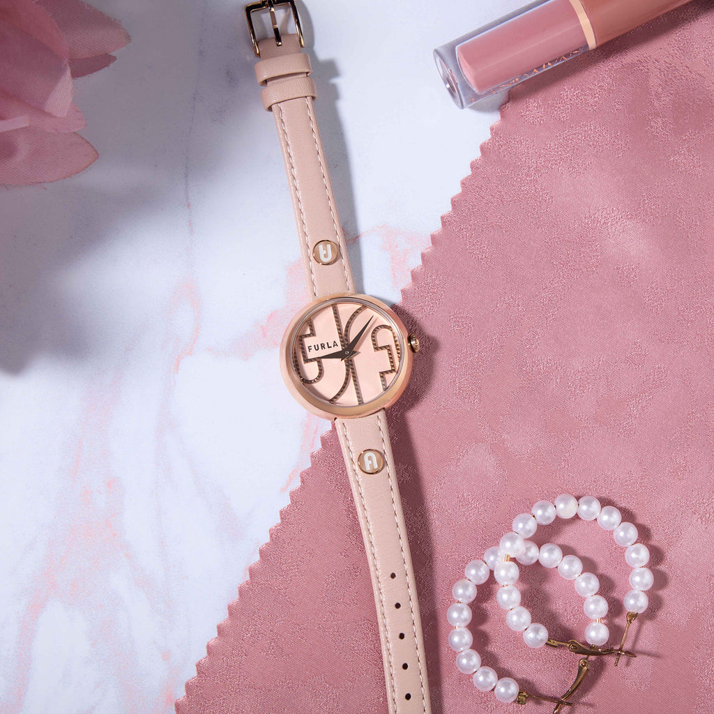 Furla Heritage Women Quartz Pink Dial Analog Leather Watch WW00005012L3