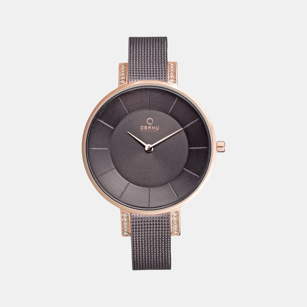 Lun Walnut Women Quartz Brown Dial Analog Stainless Steel Watch V158LEVNMN