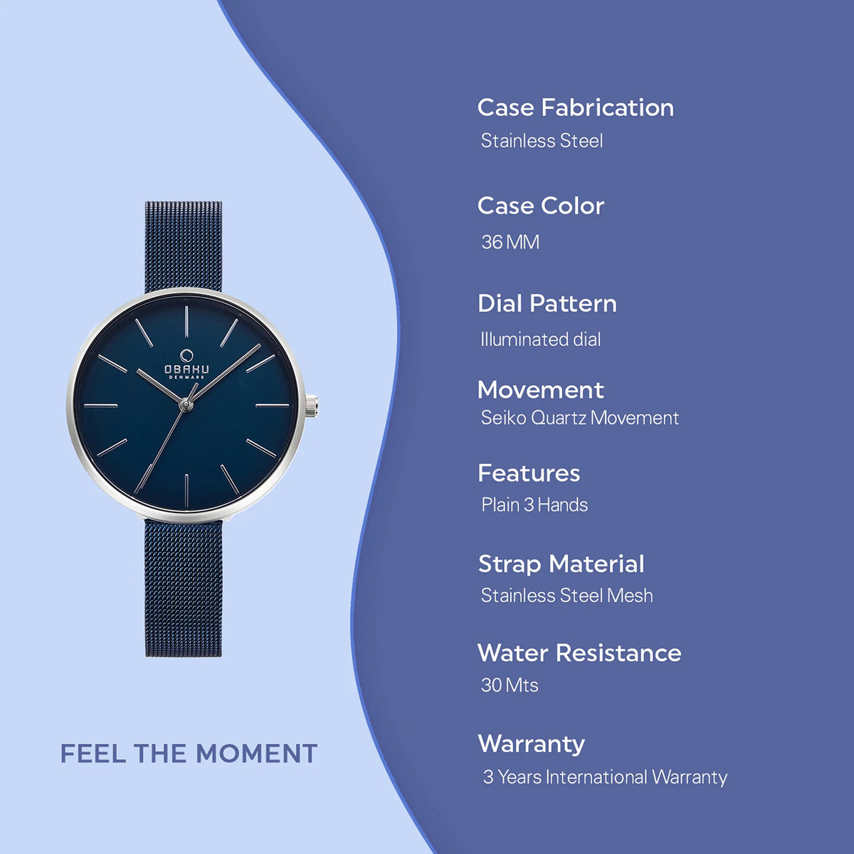 Viol-Arctic Women Quartz Blue Dial Analog Mesh Watch V211LXCLML