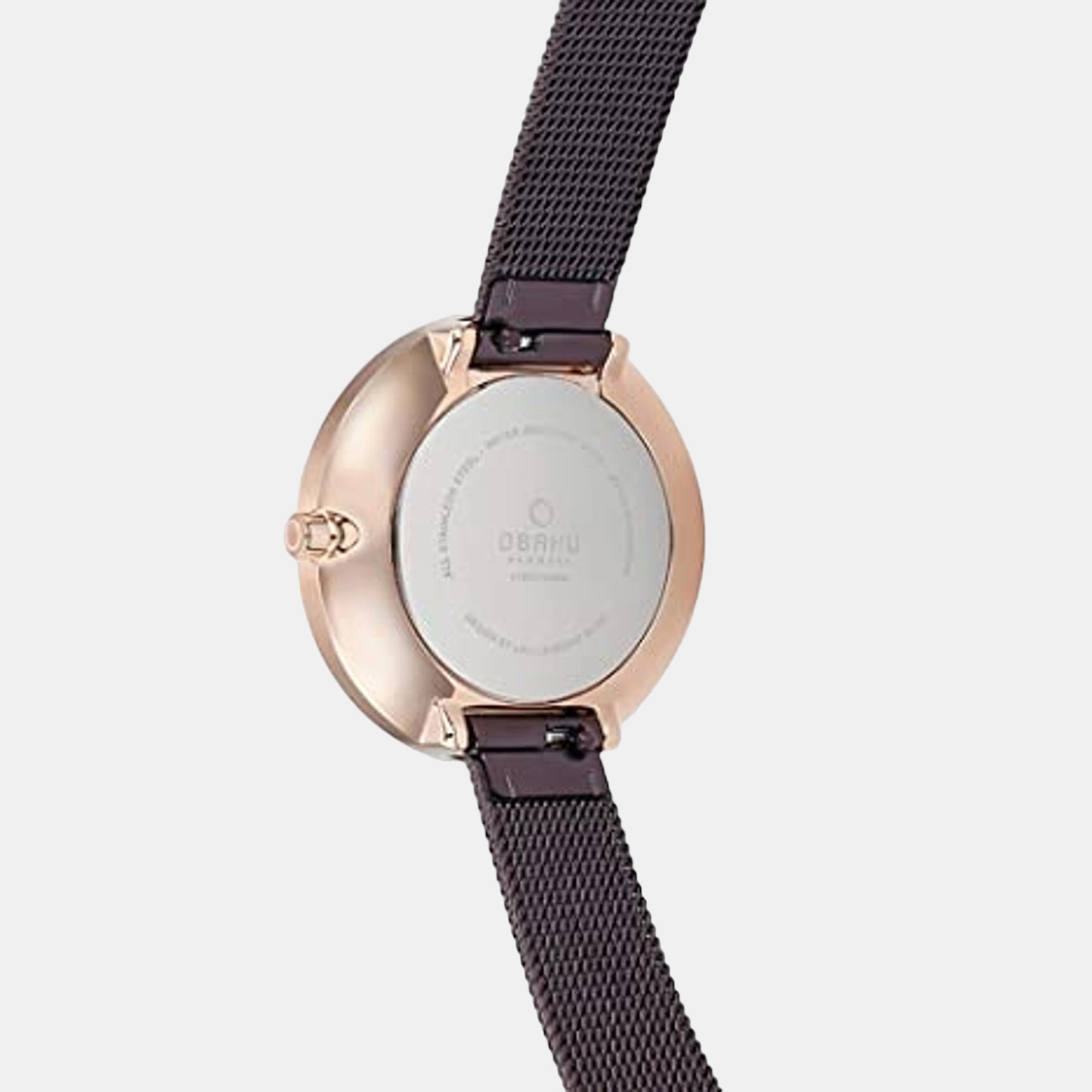 Merian-Walnut Women Quartz Black Dial Analog Stainless Steel Watch V226LXVNMN