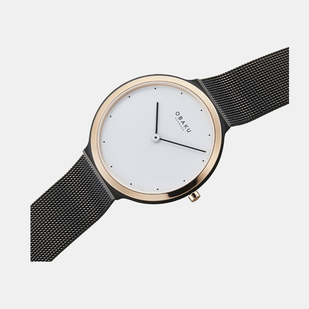 Satin Tuscany Men Quartz White Dial Analog Mesh Watch V269GXMWMB