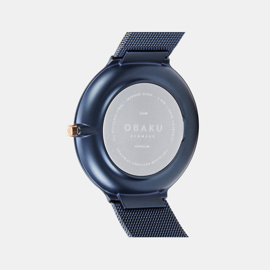 Satin Ocean Men Quartz Blue Dial Analog Mesh Watch V269GXSLML