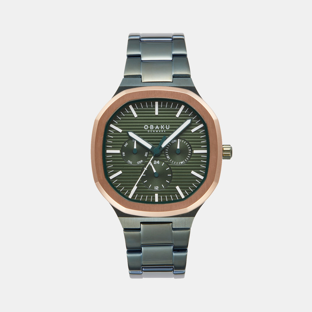 Ild Bottle Men Quartz Green Dial Multi-Function Stainless Steel Watch V275GMEESE