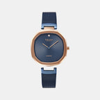 Brilliant Women Quartz Blue Dial Analog Stainless Steel Watch V277LXVLML