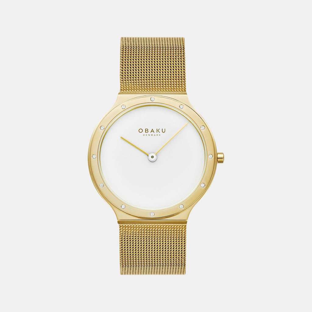 Note Lille Gold Women Quartz White Dial Analog Stainless Steel Watch V285LEGWMG