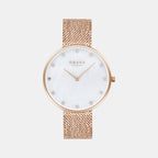 Glans Roses Women Quartz White Dial Analog Stainless Steel Watch V288LXVWHV