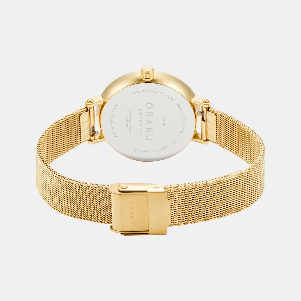 Lilje Gold Women Quartz White Dial Analog Stainless Steel Watch V299LXGWMG-EJBGW