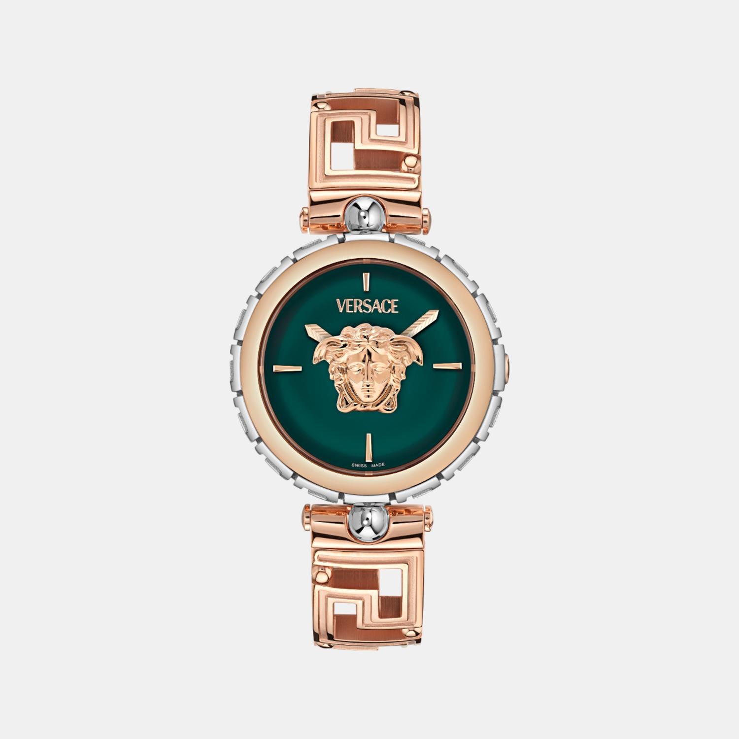 Women Quartz Green Dial Analog Stainless Steel Watch VE0B00425