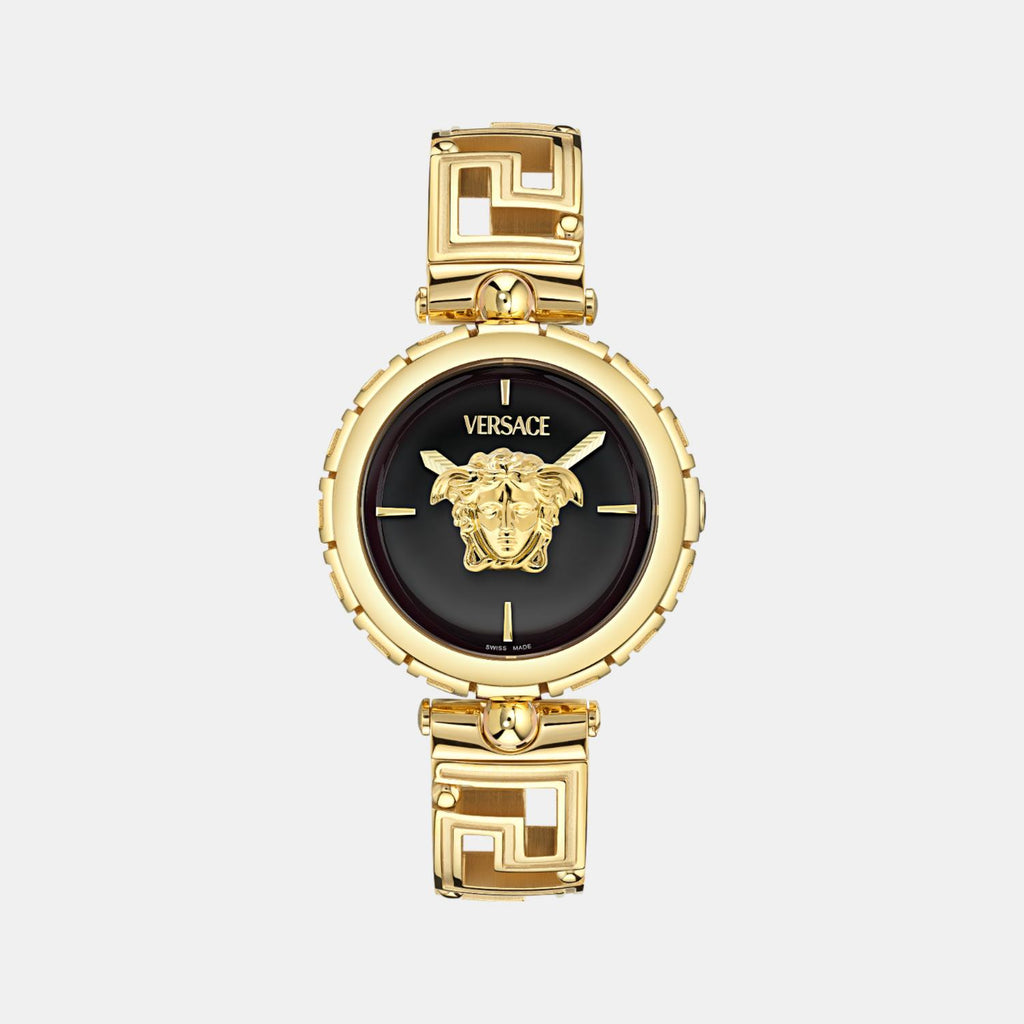 Medusa Jewel Women Quartz Black Dial Analog Stainless Steel Watch VE0B00525