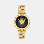 Medusa Jewel Women Quartz Black Dial Analog Stainless Steel Watch VE0B00525