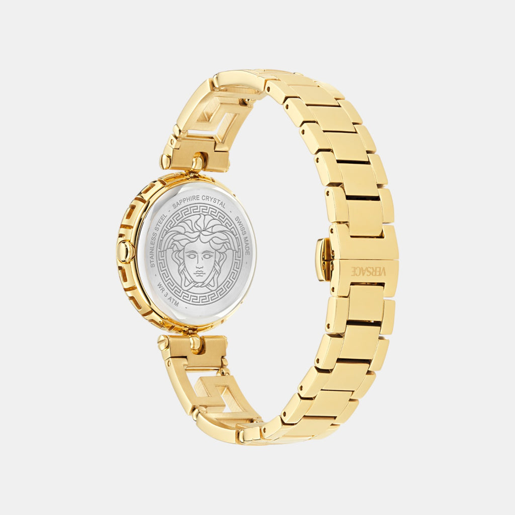 Medusa Jewel Women Quartz Black Dial Analog Stainless Steel Watch VE0B00525