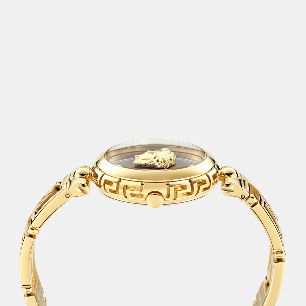 Medusa Jewel Women Quartz Black Dial Analog Stainless Steel Watch VE0B00525