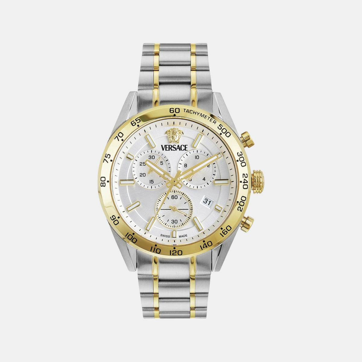 V-Code Men Quartz White Dial Chronograph Stainless Steel Watch VE0CA0224