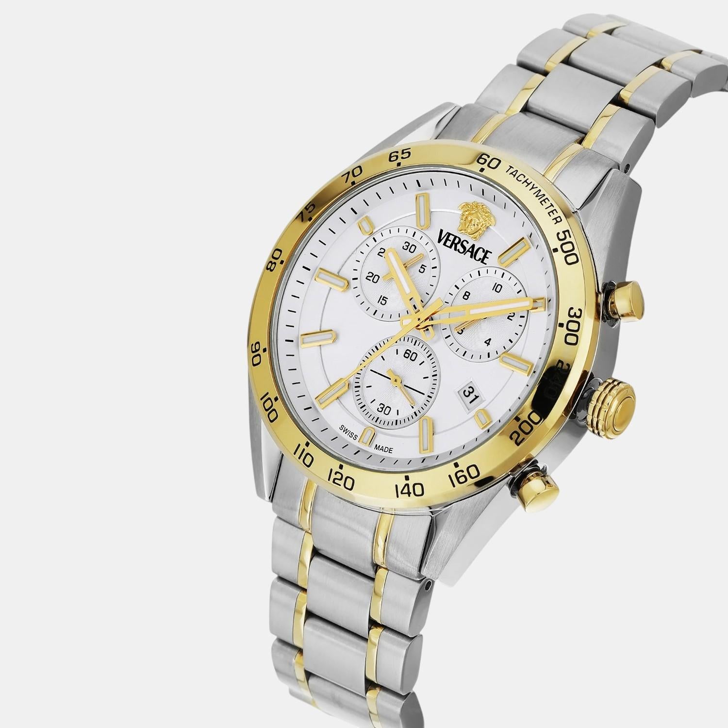 V-Code Unisex Quartz White Dial Chronograph Stainless Steel Watch VE0CA0224