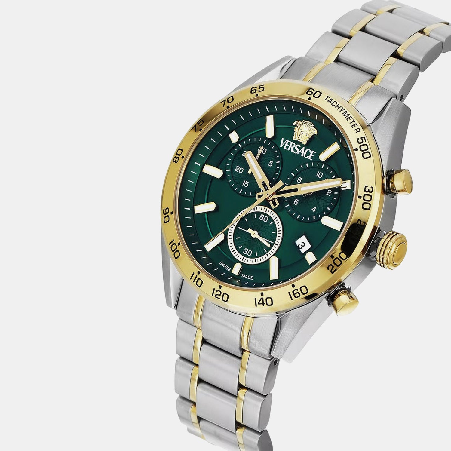 V-Code Unisex Quartz Green Dial Chronograph Stainless Steel Watch VE0CA0324