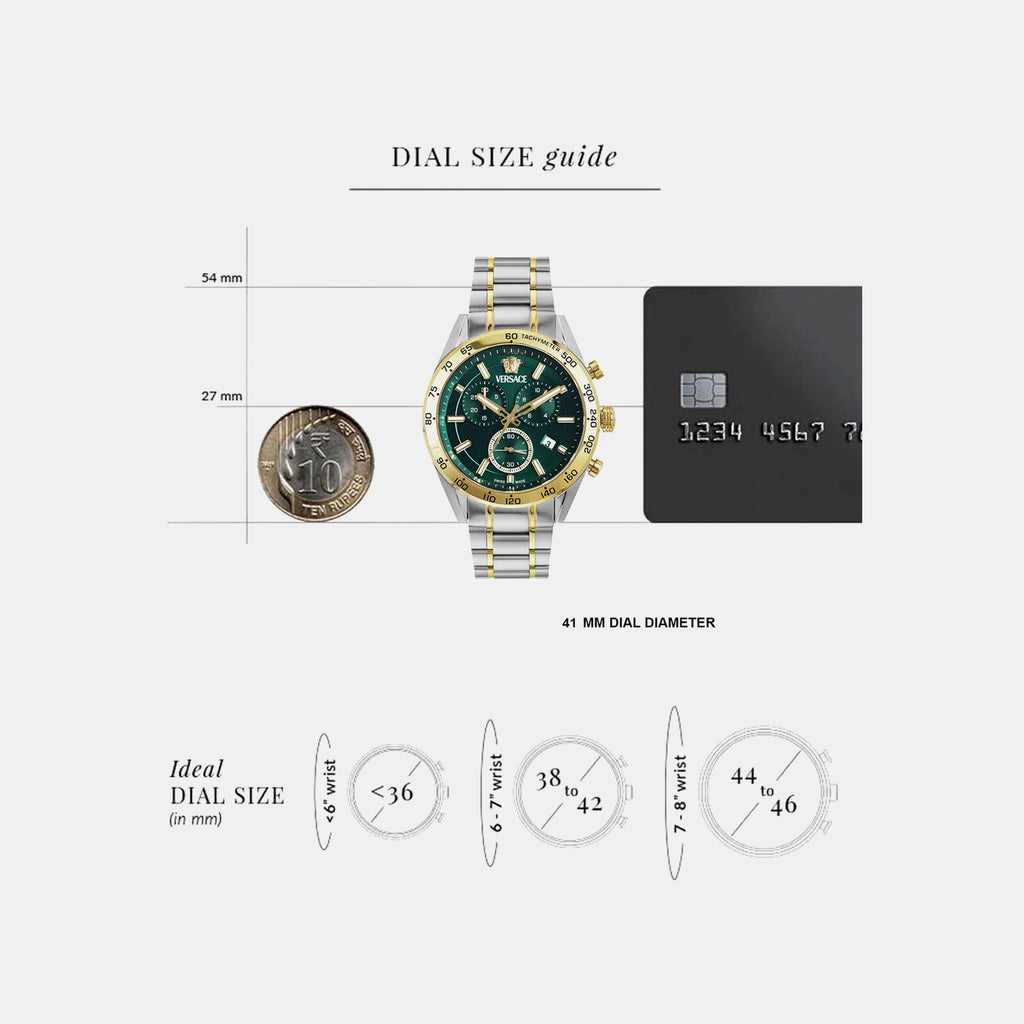 V-Code Unisex Quartz Green Dial Chronograph Stainless Steel Watch VE0CA0324