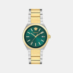 V-Auria Men Quartz Green Dial Analog Stainless Steel Watch VE0F00425