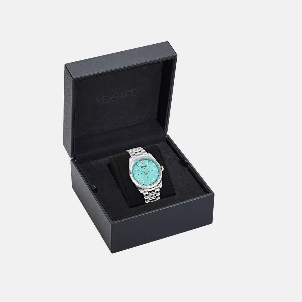 Men Quartz Light Blue Dial Analog Stainless Steel Watch VE0G00225