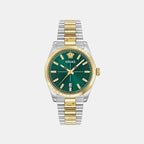 Men Quartz Green Dial Analog Stainless Steel Watch VE0G00425