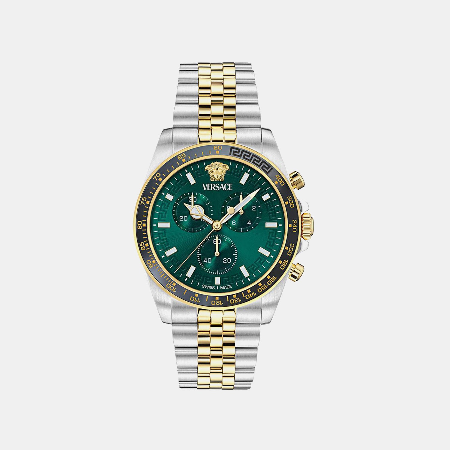 Men Quartz Green Dial Chronograph Stainless Steel Watch VE0H00425