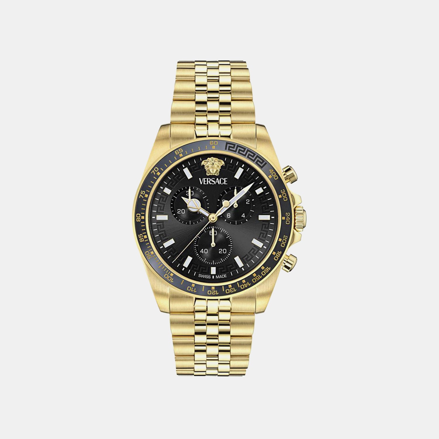 Men Quartz Black Dial Chronograph Stainless Steel Watch VE0H00525